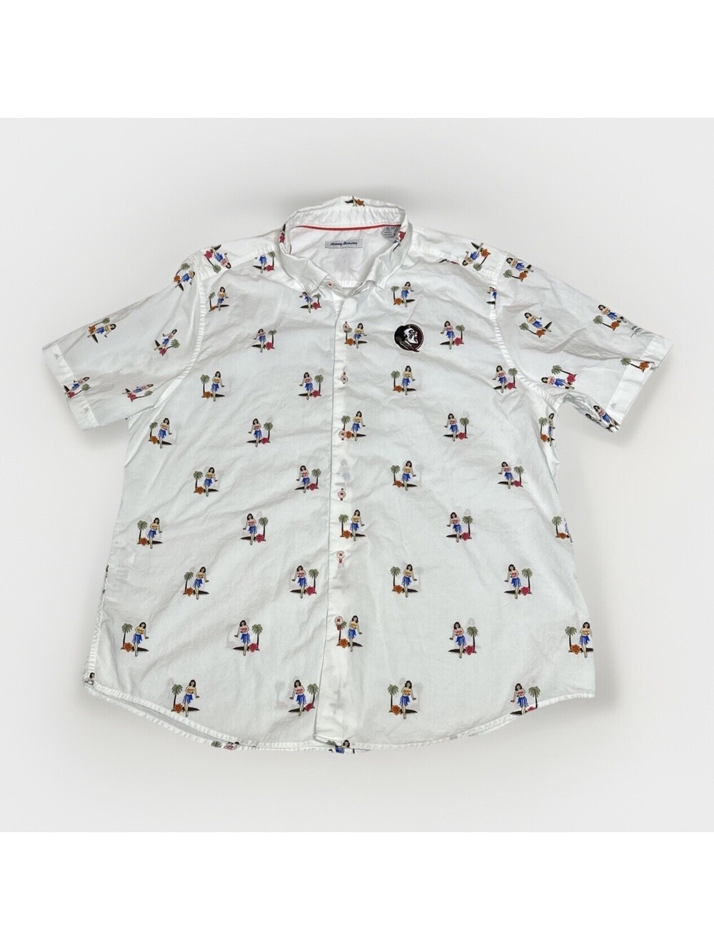 Tommy Bahama Florida Seminoles Button Up Shirt  Mens XL Hula Girl Pima Cotton